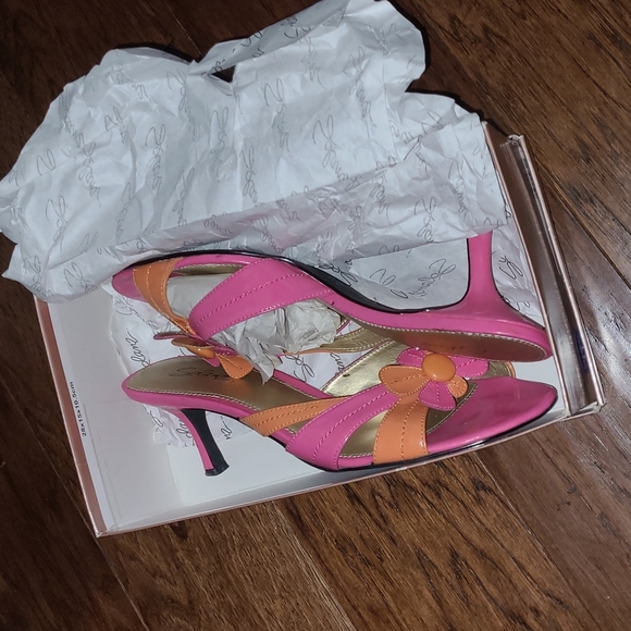 💕🧡Solanz Pink/Orange Daizie Mule💕🧡Size 11 - Picture 7 of 9